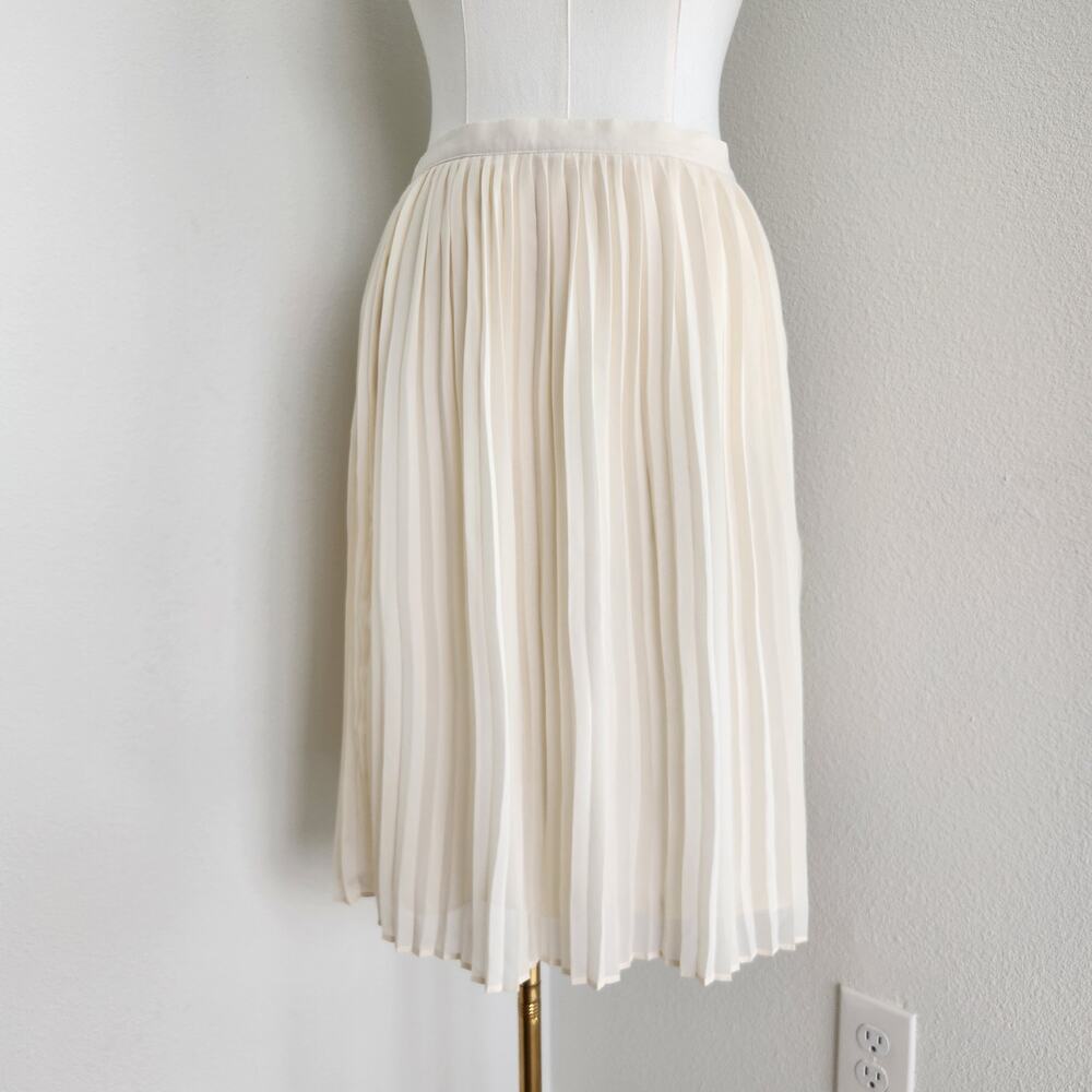 Vintage Y2K Cream Pleated Midi Skirt Mid Rise Elastic Waist NY Collection M - Picture 9 of 9